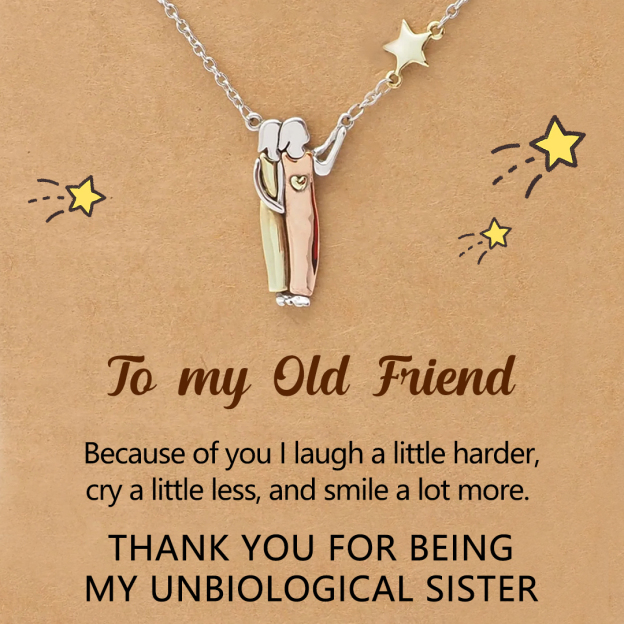 For Friend - Thank You For Being My Unbiological Sister Sister Star Pendant Necklace