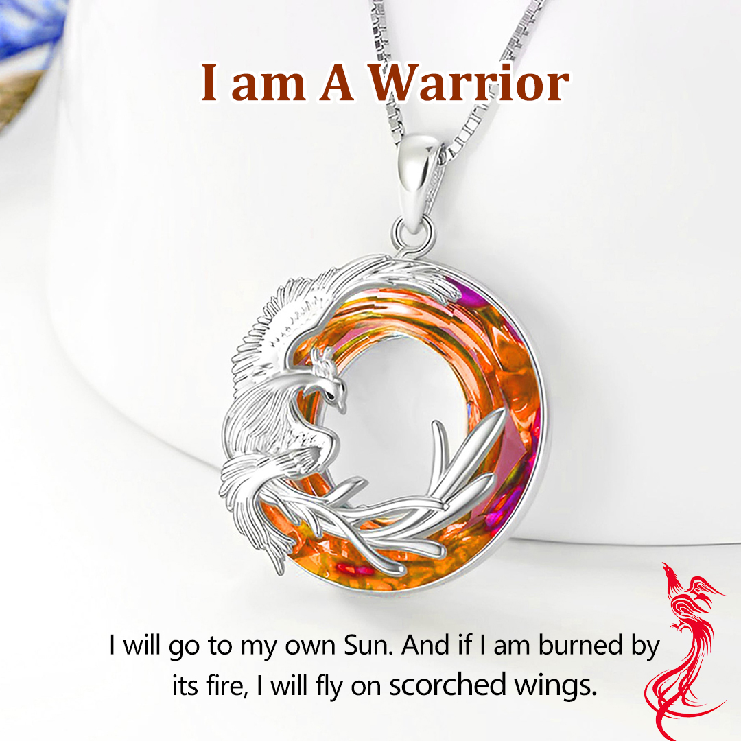 S925 I am A Warrior The Ashes Phoenix Crystal Necklace 
