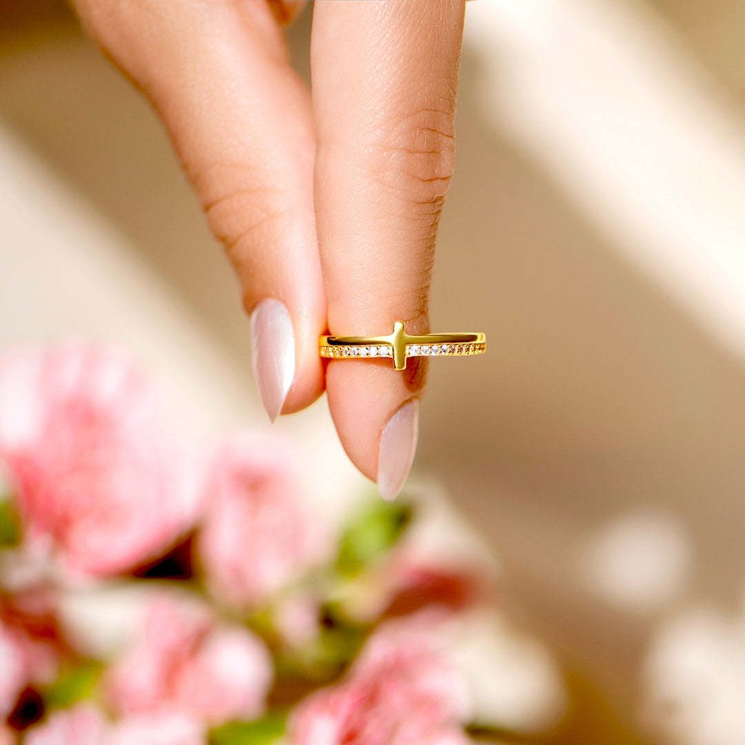 To My Daughter "PRAY ON IT" - GOLDEN CROSS RING