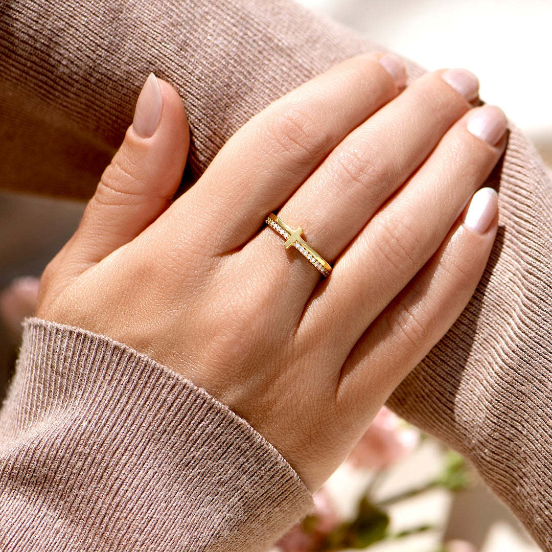 To My Daughter "PRAY ON IT" - GOLDEN CROSS RING