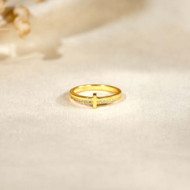 To My Daughter "PRAY ON IT" - GOLDEN CROSS RING