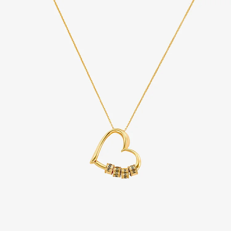 For Wife - Customized Family Names Heart Beaded Necklace