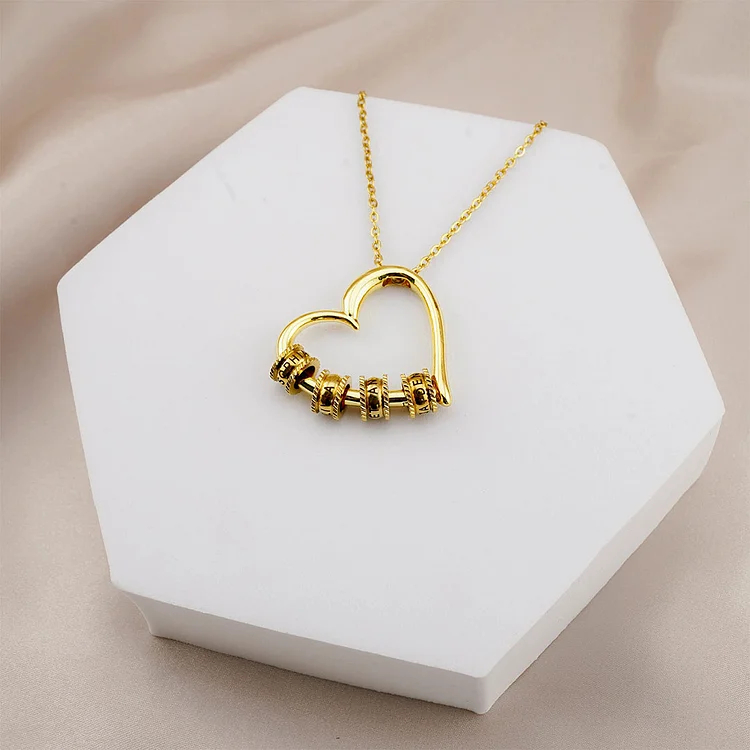 For Wife - Customized Family Names Heart Beaded Necklace