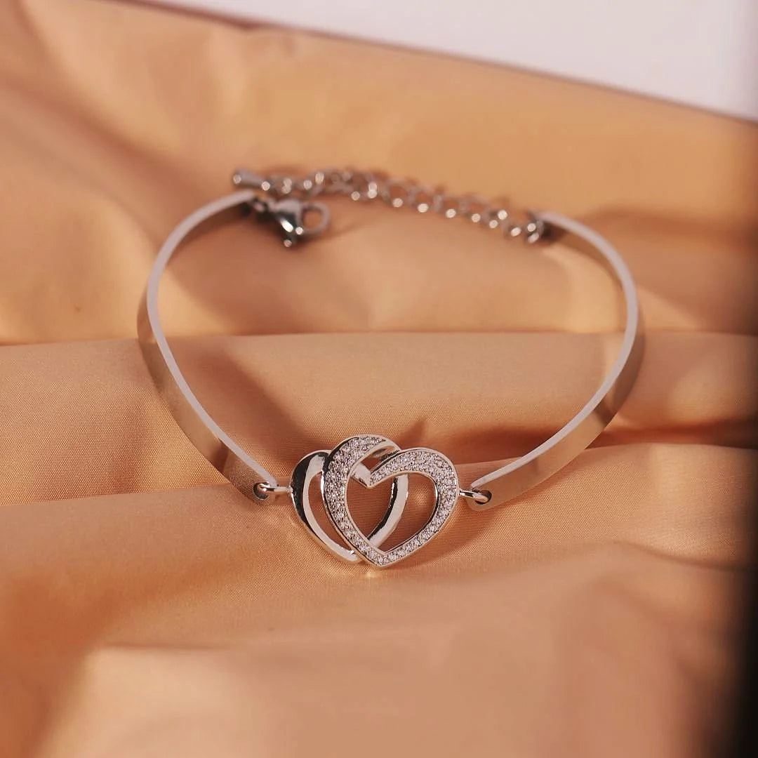 Mother & Daughter Forever Linked Together Heart to Heart Bracelet