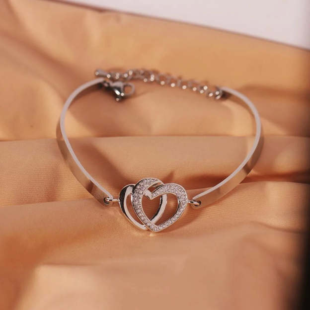 Mother & Daughter Forever Linked Together Heart to Heart Bracelet