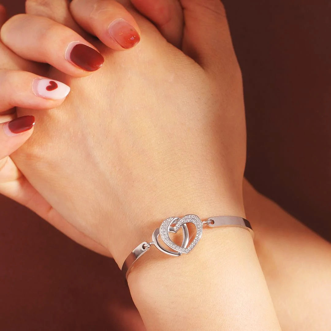 Mother & Daughter Forever Linked Together Heart to Heart Bracelet