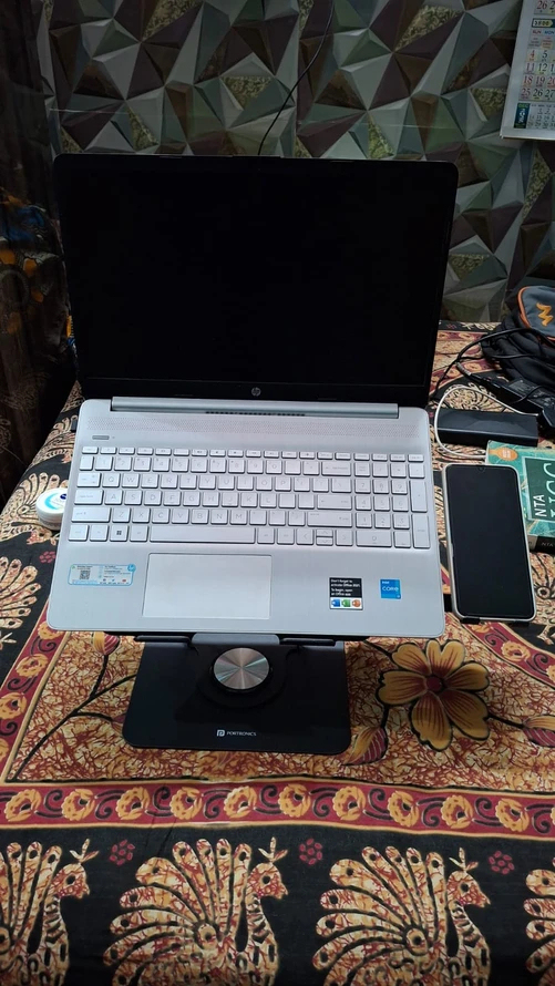  2-in-1 Metal Laptop Stand with PhoneHolder & 360° Rotating Base