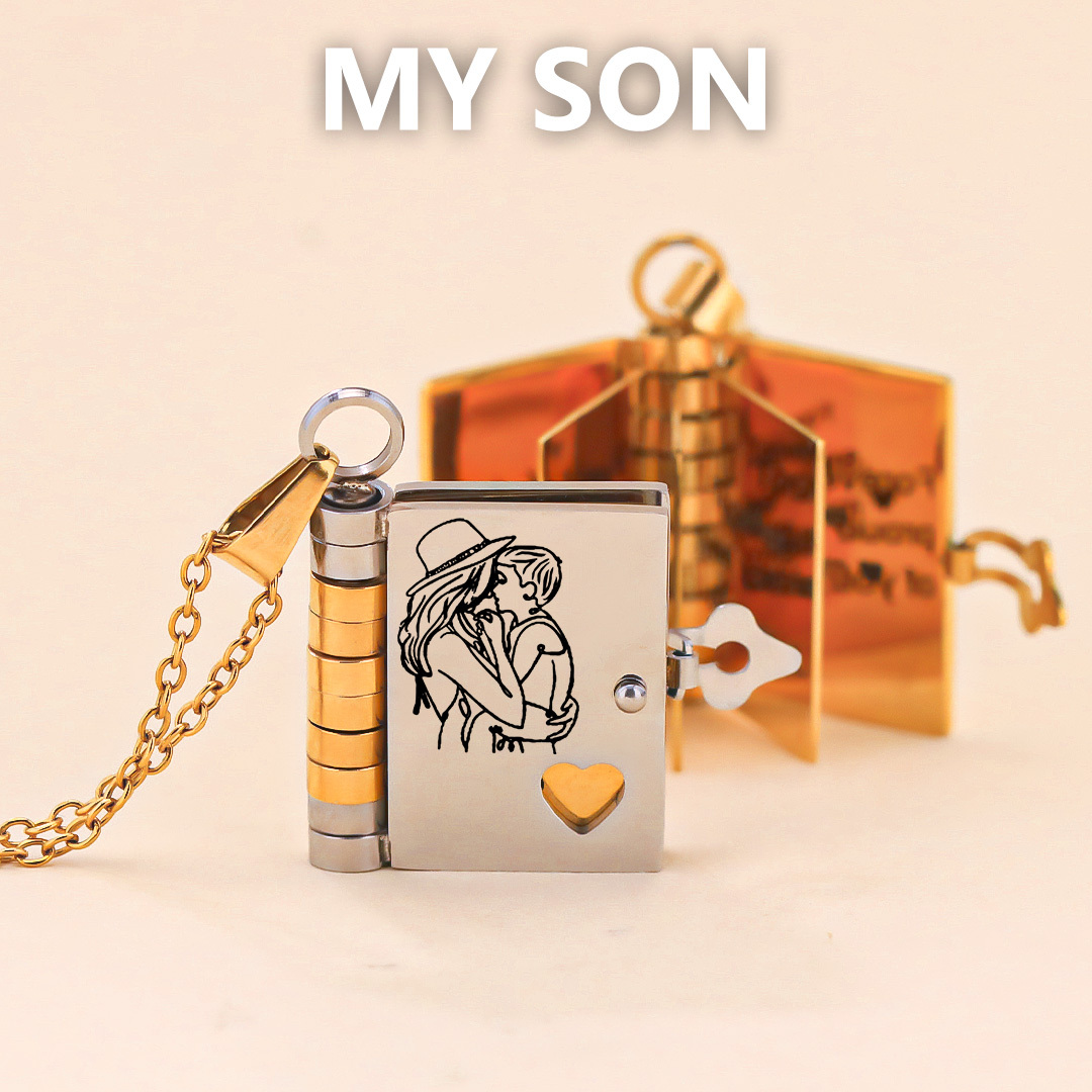 For Son - My Beloved Son Book Necklace