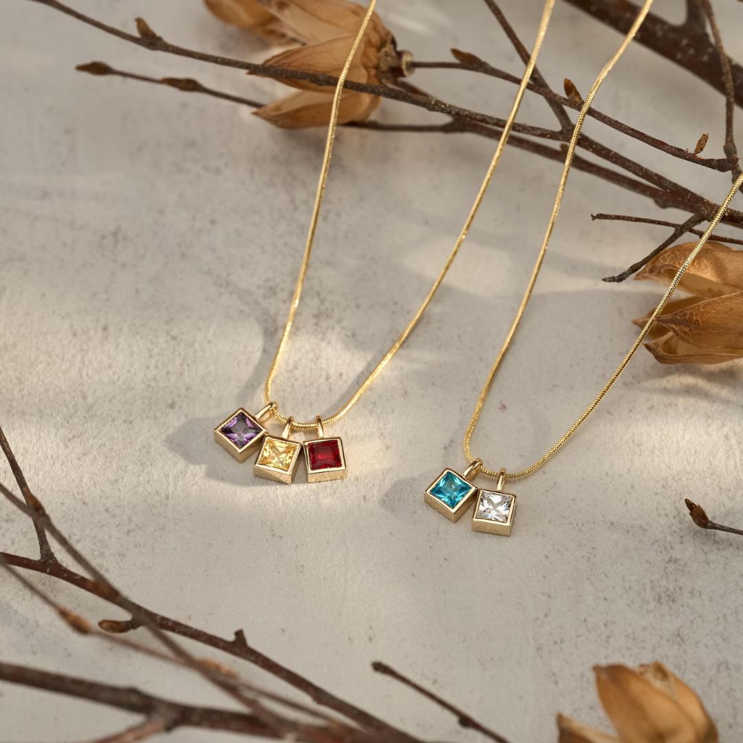 Personalized necklaces with 1-10 birthstones