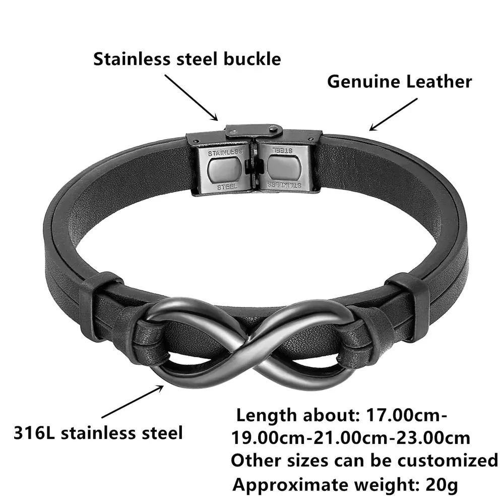 For Son - Mother & Son Forever Linked Together Infinity Leather Bracelet