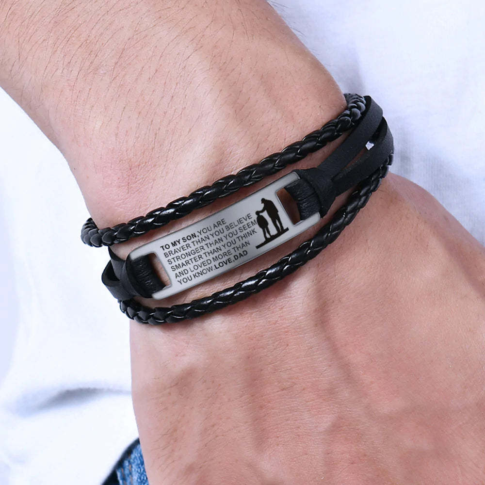 For Son - You Are Loved More Than You Know Leather Bracelet