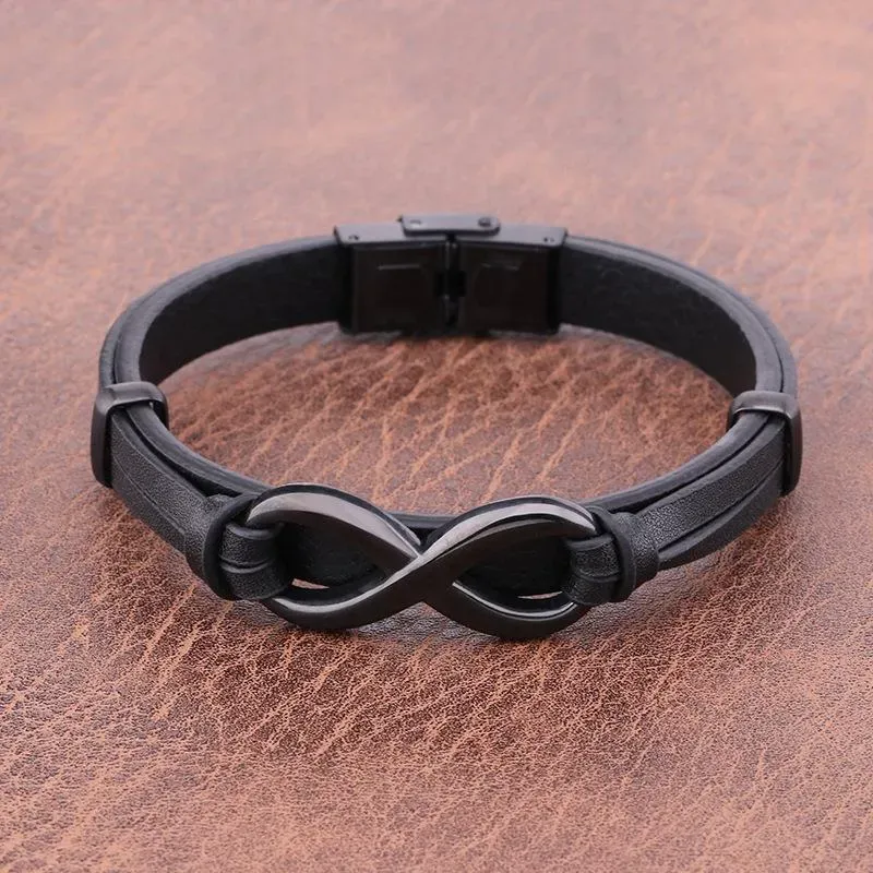 For Son - Mother & Son Forever Linked Together Infinity Leather Bracel