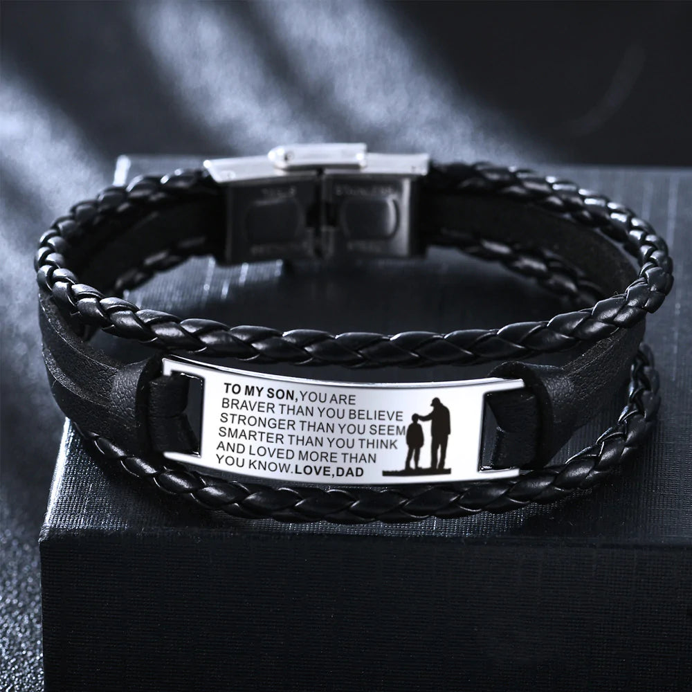For Son - You Are Loved More Than You Know Leather Bracelet