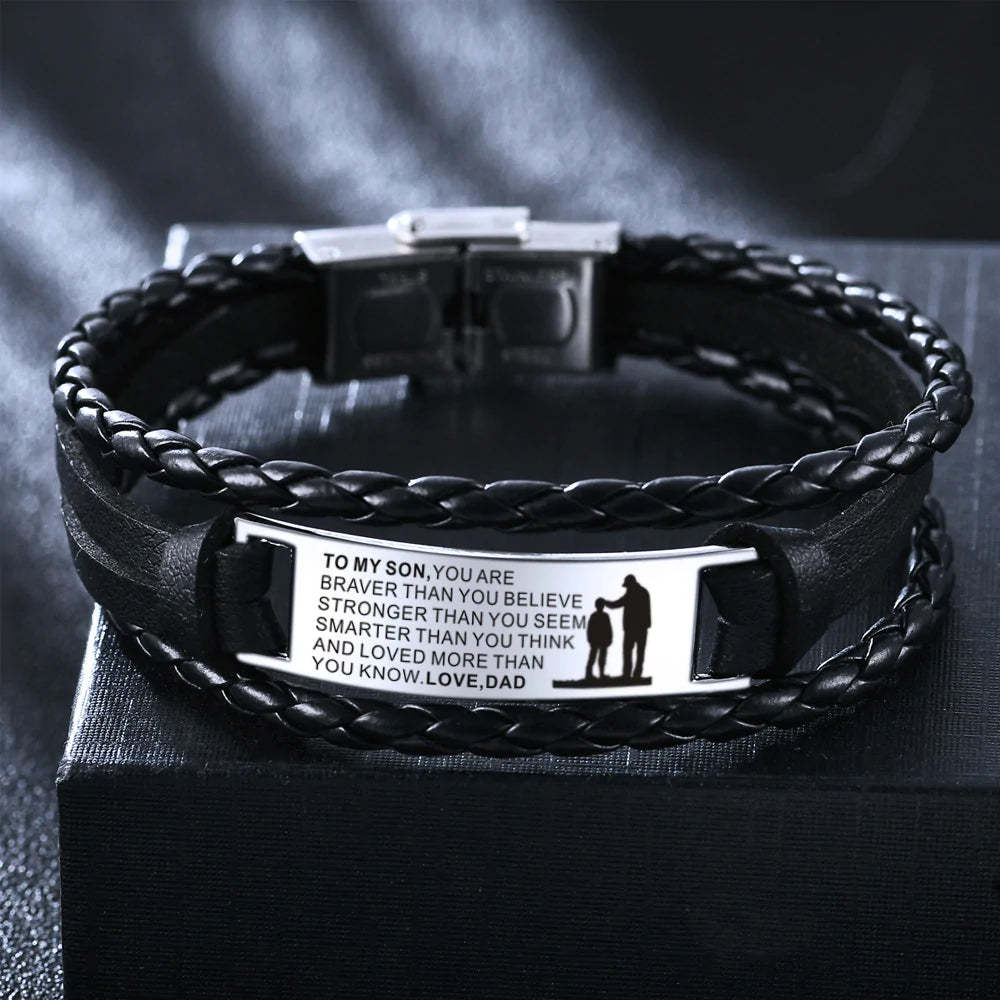 For Son - You Are Loved More Than You Know Leather Bracelet