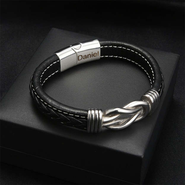 For Son - Mother & Son Forever Linked Together Black Knot Bracelet