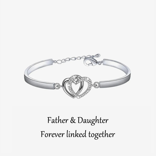 Father & Daughter Forever Linked Together Double Heart Bracelet