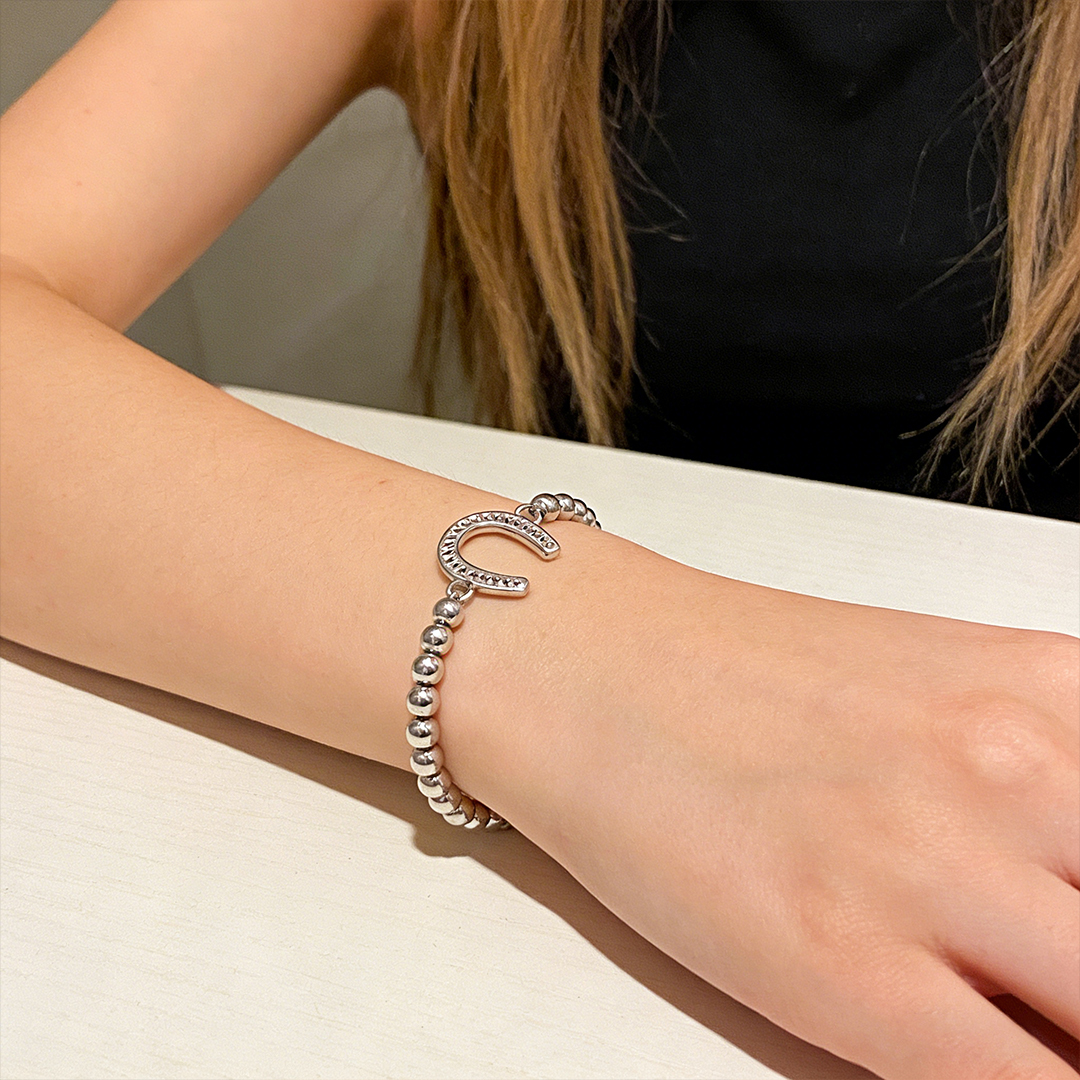 Ride More, Worry Less-Horseshoe-shaped bead bracelet