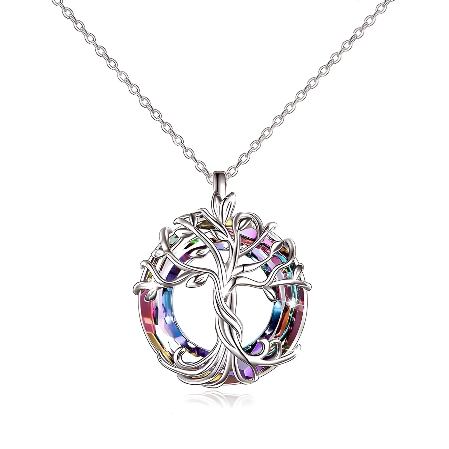 For Mom - S925 Mom is the Family Root Tree Crystal Necklace