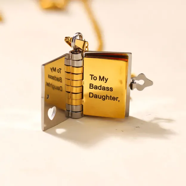 For Daughter - Straighten Your Crown Book Necklace