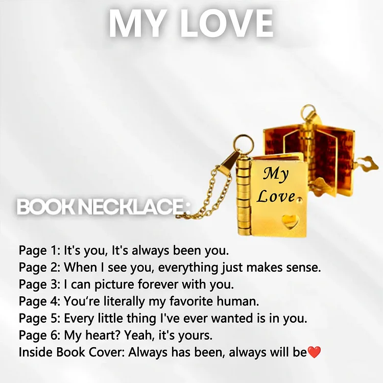 For Love - My Love Book Necklace