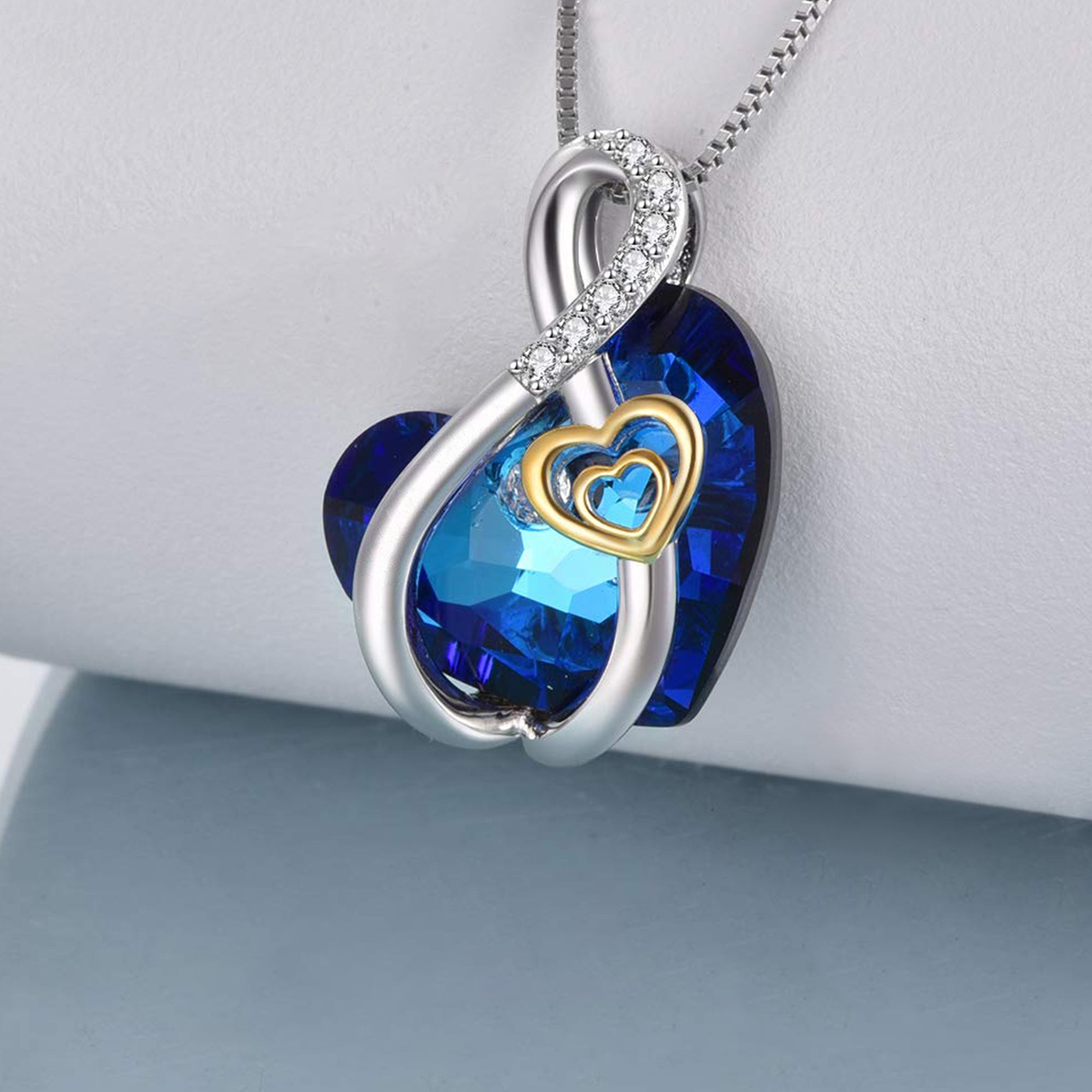 For Love - S925 I Love You until Infinity Runs Out Gold Love Infinity Crystal Necklace