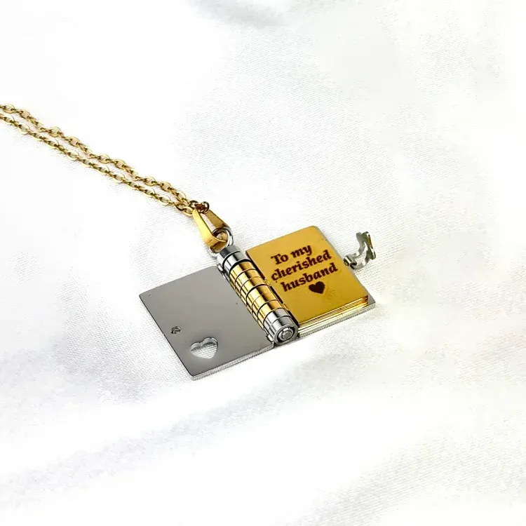 For Husband - My Hubby Book Necklace
