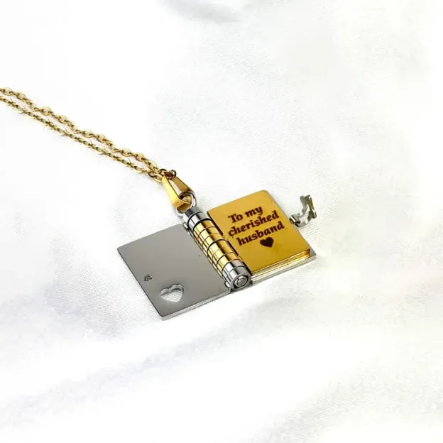 For Husband - My Hubby Book Necklace