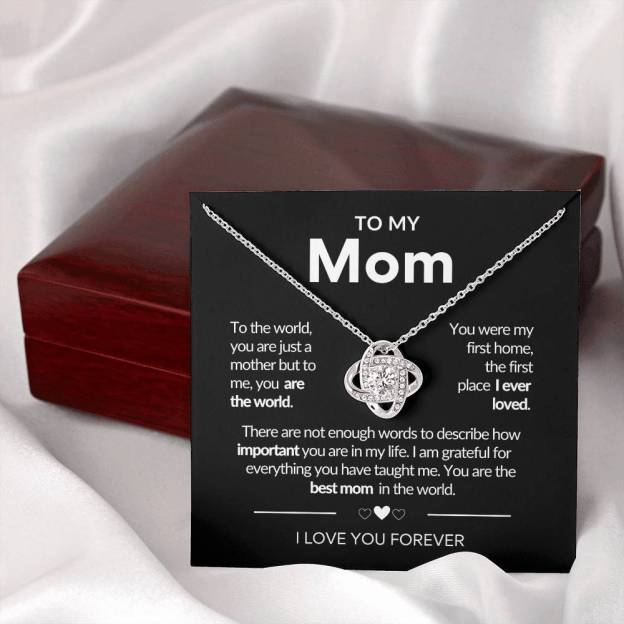 For Mom - To Me You Are The World Knot Necklace