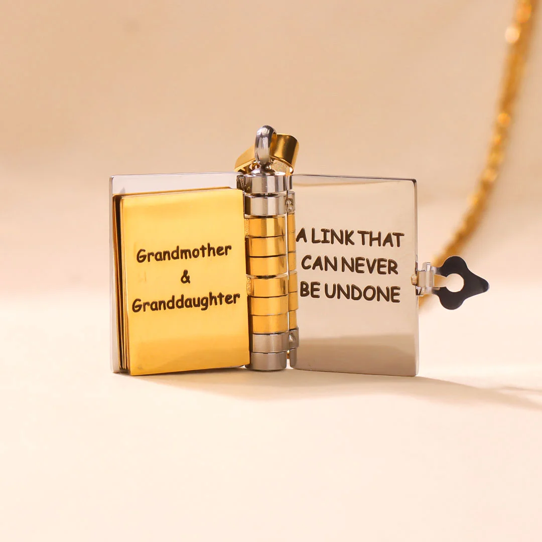 For Granddaughter - A Link That Can Never Be Undone Book Necklace