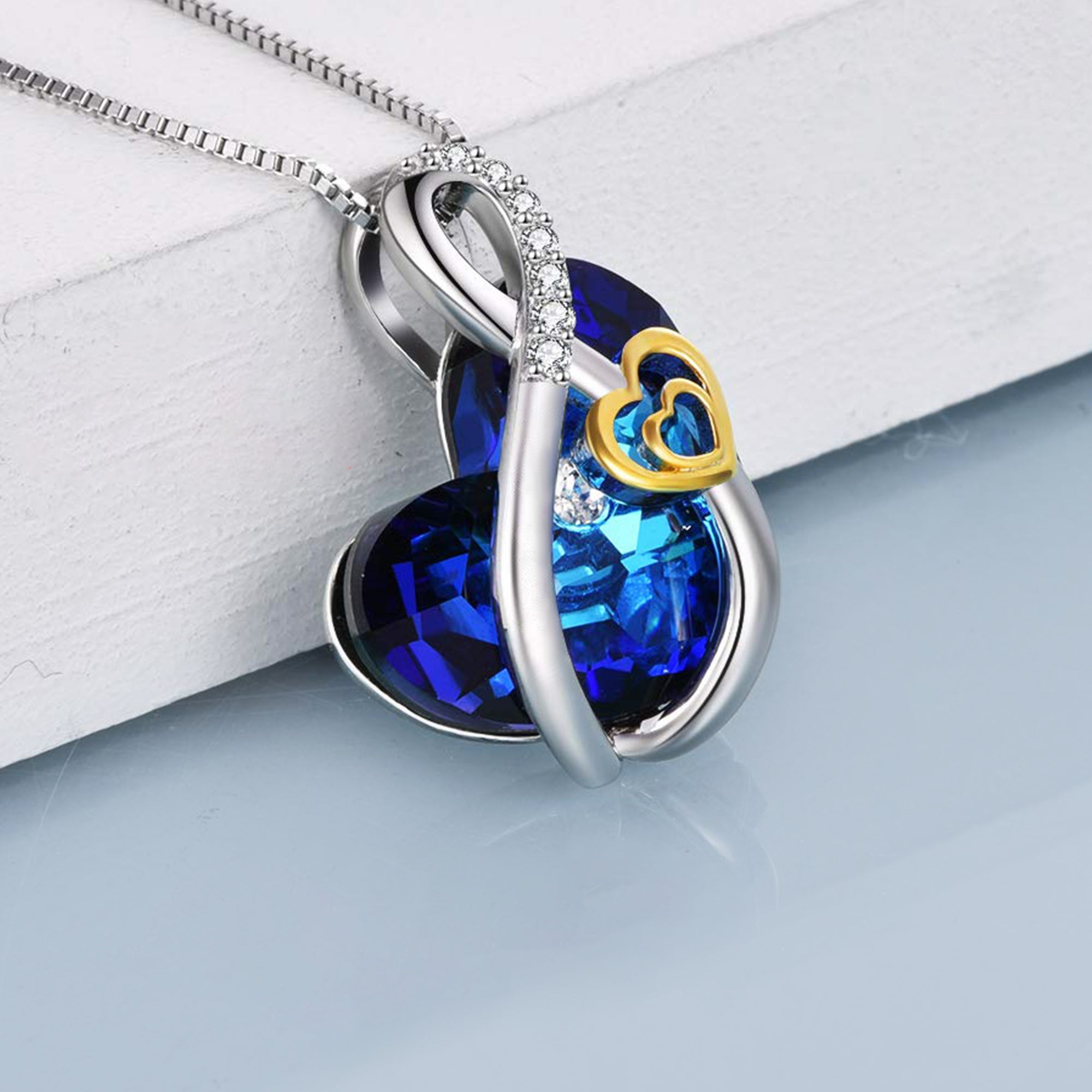 For Love - S925 I Love You until Infinity Runs Out Gold Love Infinity Crystal Necklace