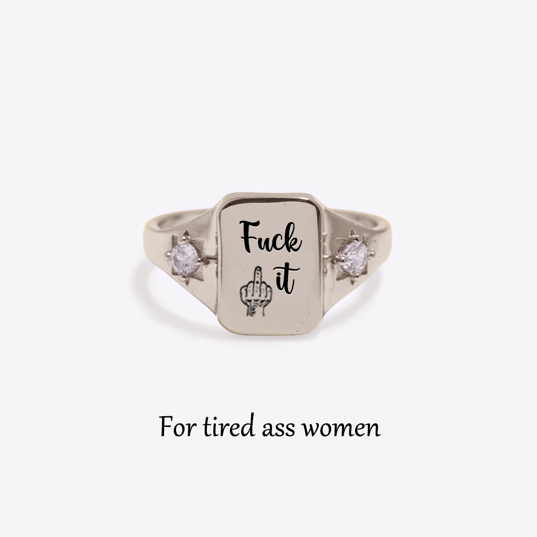 S925 Fuck it Square Ring 