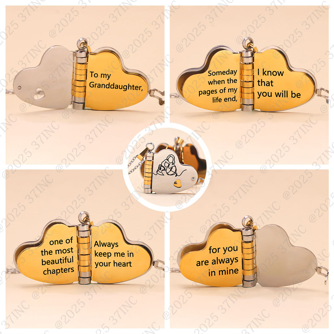 For Granddaughter - The Most Beautiful Chapter Heart Book Necklace