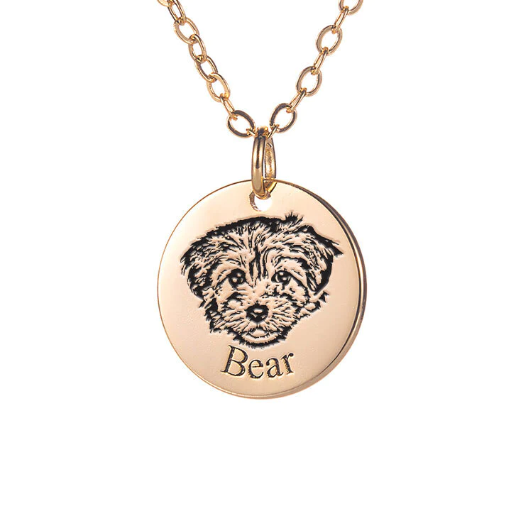 Custom Pet Face and Name Necklace