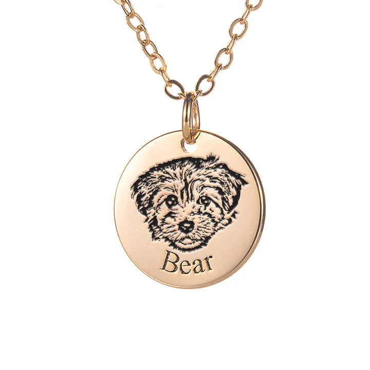 Custom Pet Face and Name Necklace