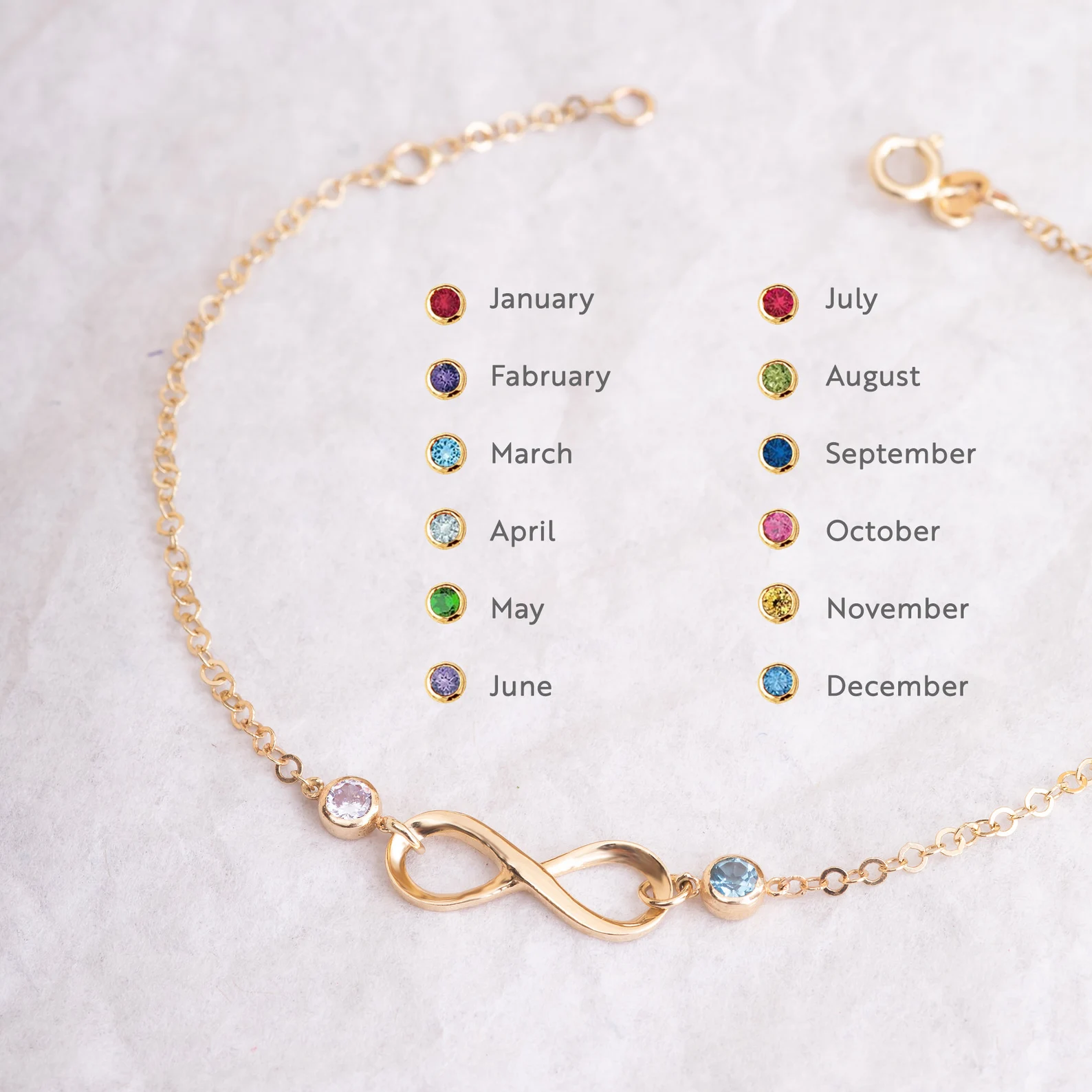 Mother & Daughter Forever Linked Together Infinite Custom Birthstones Bracelet