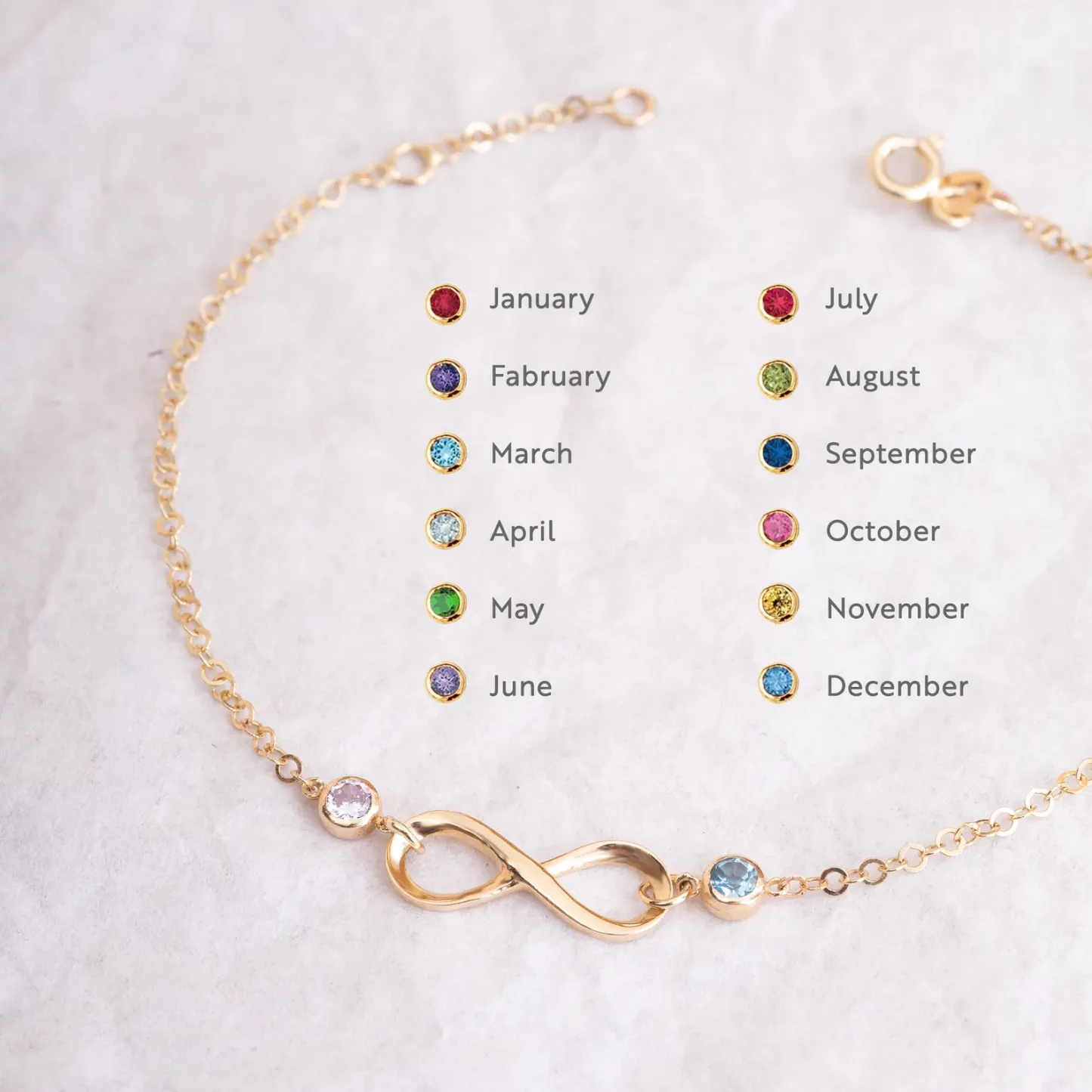 Mother & Daughter Forever Linked Together Infinite Custom Birthstones Bracelet
