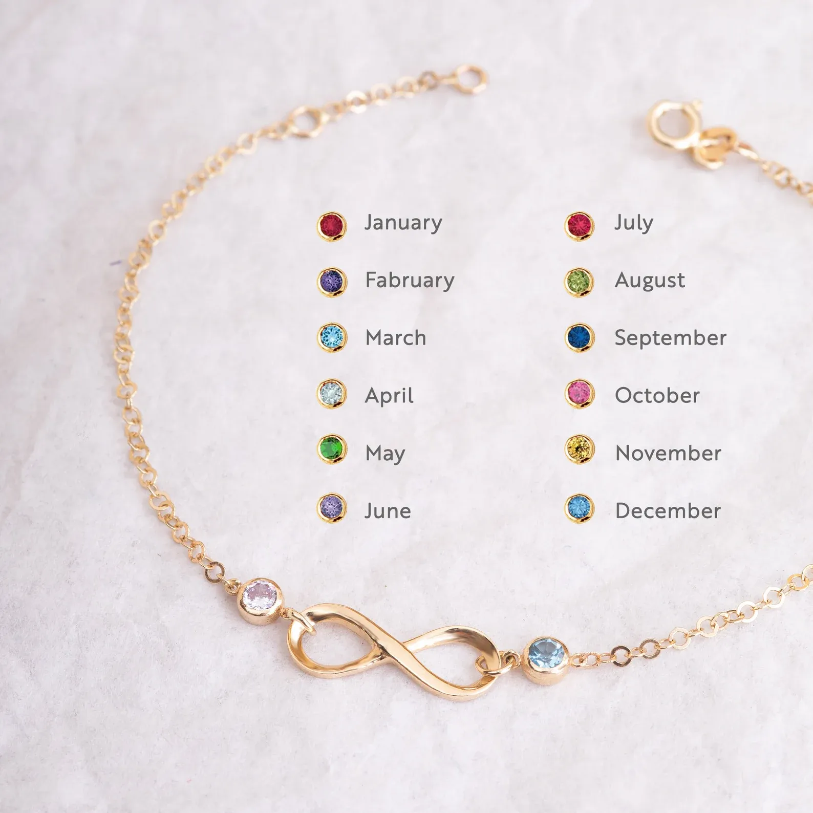 Mother & Daughter Forever Linked Together Infinite Custom Birthstones Bracelet