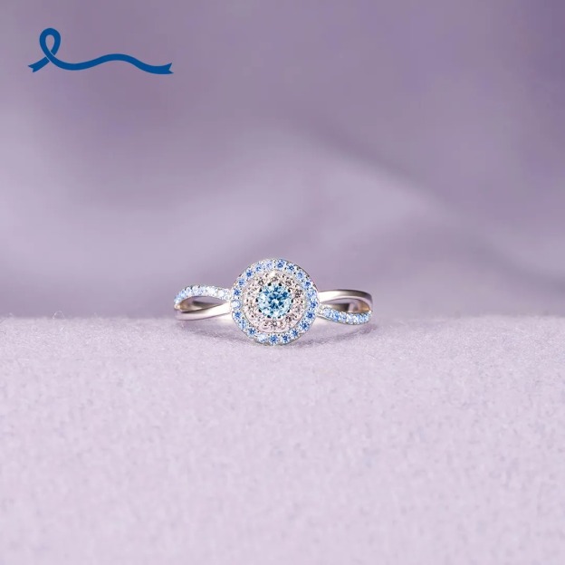 Colorectal Cancer Awareness Strength and Solidarity Blue Circle Ring