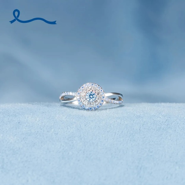 Colorectal Cancer Awareness Strength and Solidarity Blue Circle Ring