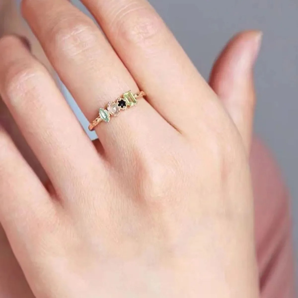 Personalized Multiple Stones Grandma Mom Family Ring