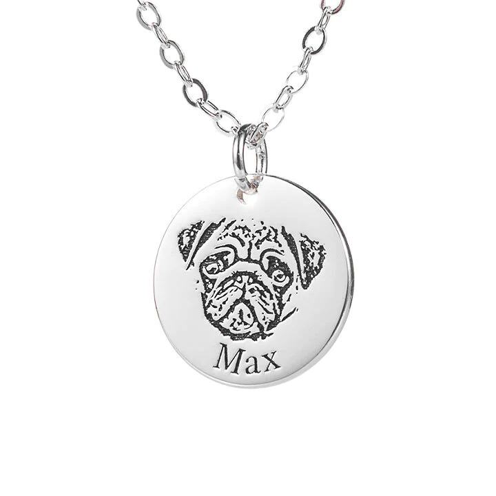 Custom Pet Face and Name Necklace