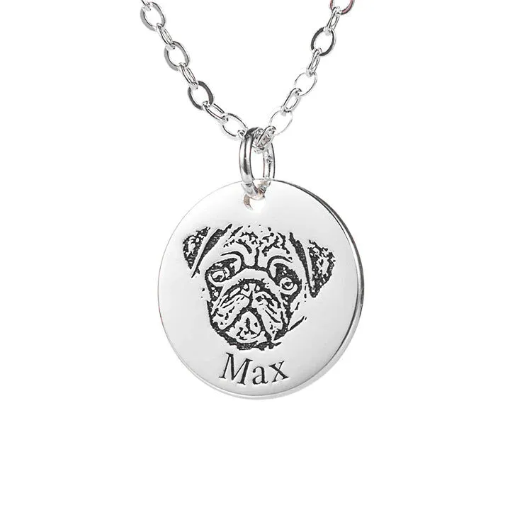 Custom Pet Face and Name Necklace