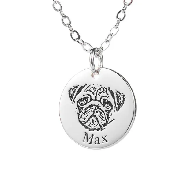 Custom Pet Face and Name Necklace
