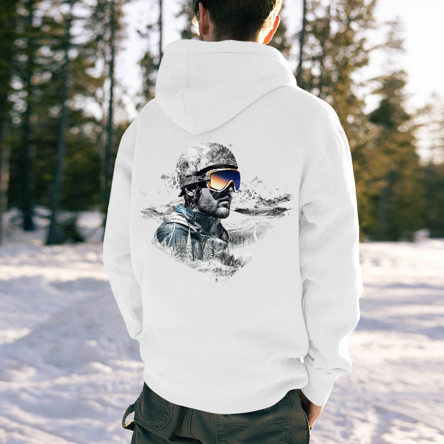 Cool Skier Printed Men's Hoodie
