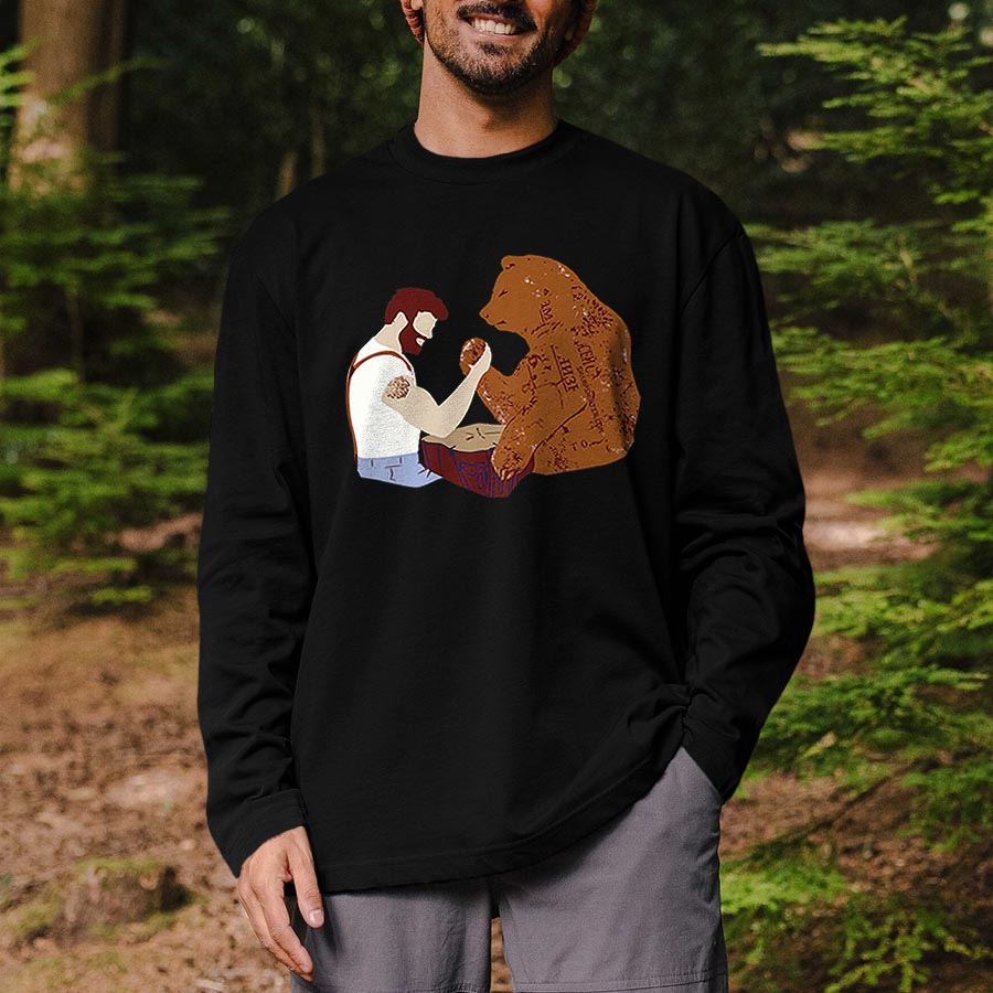 Arm Wrestle Printed Long Sleeves Men's T-shirt