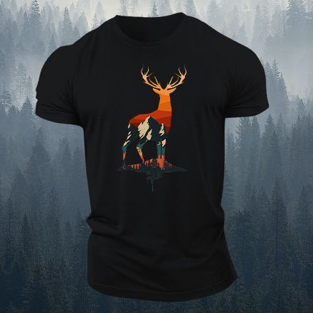Mountain Deer Printed Men's T-shirt