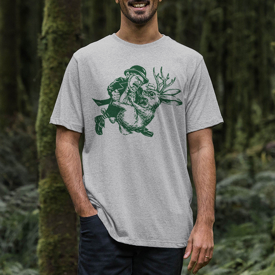 Ames Bros Leprechaun Vs Jackelope Printed Men's T-shirt