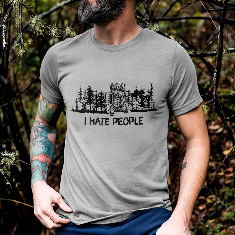 I Hate People Printed Men's T-shirt-Forestso