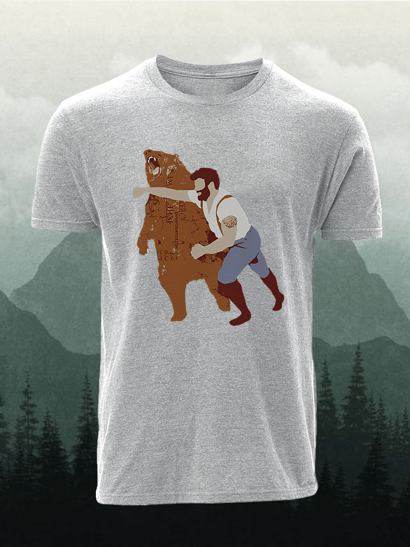 Black Bear Punch Graphic Printed Men's T-shirt