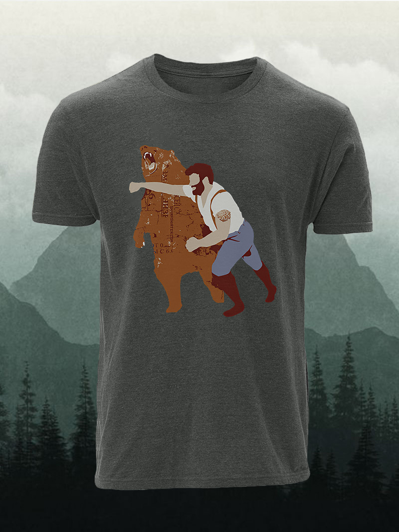 Black Bear Punch Graphic Printed Men's T-shirt
